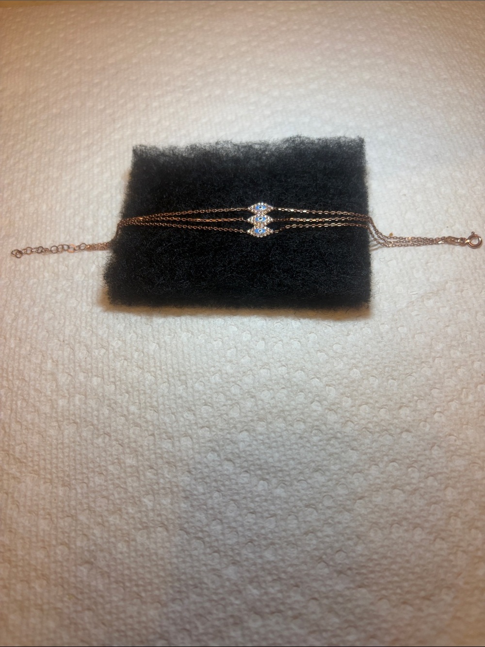 Delicate silver Rose Gold plated Triple-Chain Bracelet with Crystal Accents